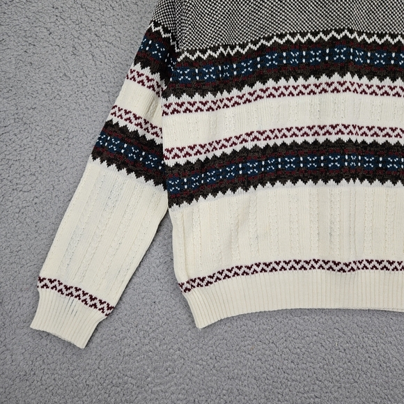 Vintage Grandpa Romanian Knitted Sweater Large Long Sleeve Cream - Picture 4 of 9